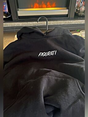 FIGURATI Black Graphic Hoodie Size Medium